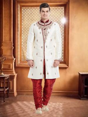 Maroon Art Silk Silk Blend Kurta Pajama 1
