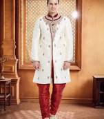 Maroon Art Silk Silk Blend Kurta Pajama