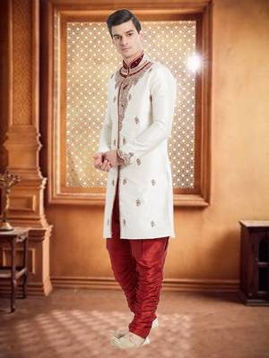 Maroon Art Silk Silk Blend Kurta Pajama 3
