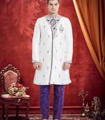 Purple Art Silk Silk Blend Kurta Pajama