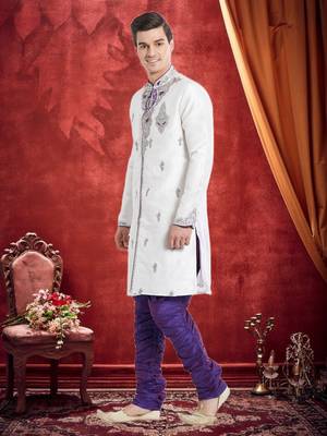Purple Art Silk Silk Blend Kurta Pajama 2