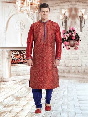 Indian Poshakh Navy Blue Art Silk Silk Blend Kurta Pajama 1