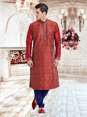 Indian Poshakh Navy Blue Art Silk Silk Blend Kurta Pajama 3