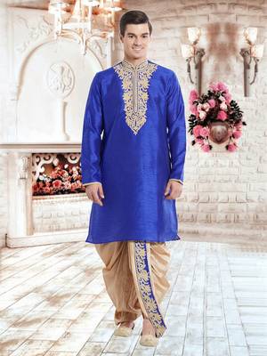 Gold Art Silk Silk Blend Kurta Pajama 1