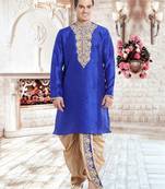 Gold Art Silk Silk Blend Kurta Pajama