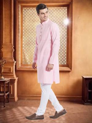 White Cotton Cotton  Kurta Pajama 3