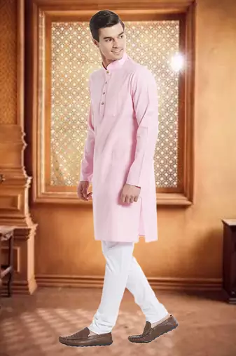 White Cotton Cotton  Kurta Pajama