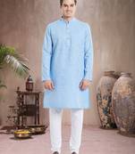 White Cotton Cotton  Kurta Pajama