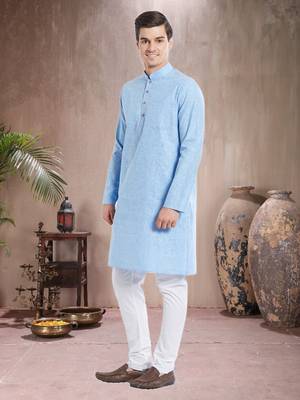 White Cotton Cotton  Kurta Pajama 2