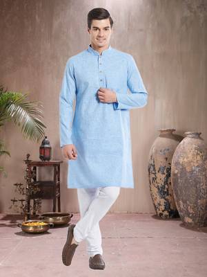 White Cotton Cotton  Kurta Pajama 3