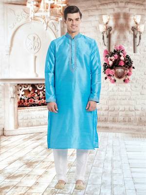 White Art Silk Silk Blend Kurta Pajama 1