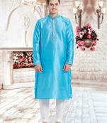 White Art Silk Silk Blend Kurta Pajama