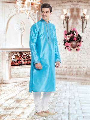 White Art Silk Silk Blend Kurta Pajama 2