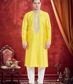 Indian Poshakh White Art Silk Silk Blend Kurta Pajama