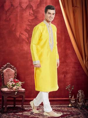 Indian Poshakh White Art Silk Silk Blend Kurta Pajama 3
