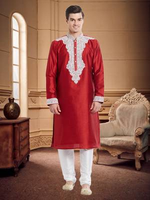 Indian Poshakh White Art Silk Silk Blend Kurta Pajama 1