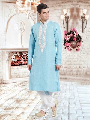 Indian Poshakh White Art Silk Pure Linen Kurta Pajama 2