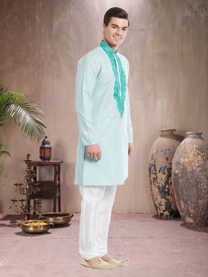 Indian Poshakh White Art Silk Pure Linen Kurta Pajama 2