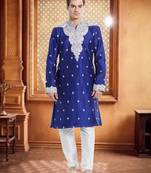 Indian Poshakh White Art Silk Silk Blend Kurta Pajama