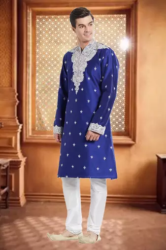 Indian Poshakh White Art Silk Silk Blend Kurta Pajama