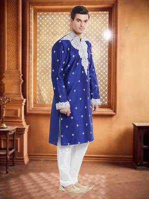 Indian Poshakh White Art Silk Silk Blend Kurta Pajama 3