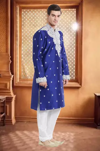Indian Poshakh White Art Silk Silk Blend Kurta Pajama