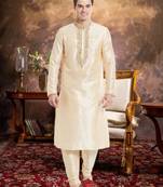 Fawn Art Silk Silk Blend Kurta Pajama