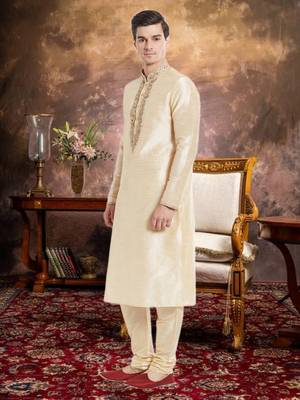 Fawn Art Silk Silk Blend Kurta Pajama 2