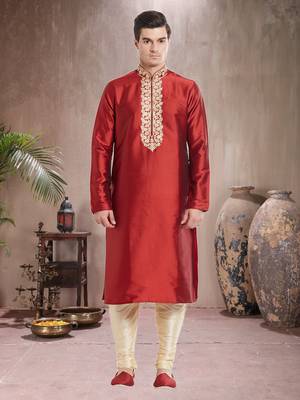 Antique Art Silk Tufeeta Kurta Pajama 1