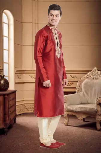 Antique Art Silk Tufeeta Kurta Pajama