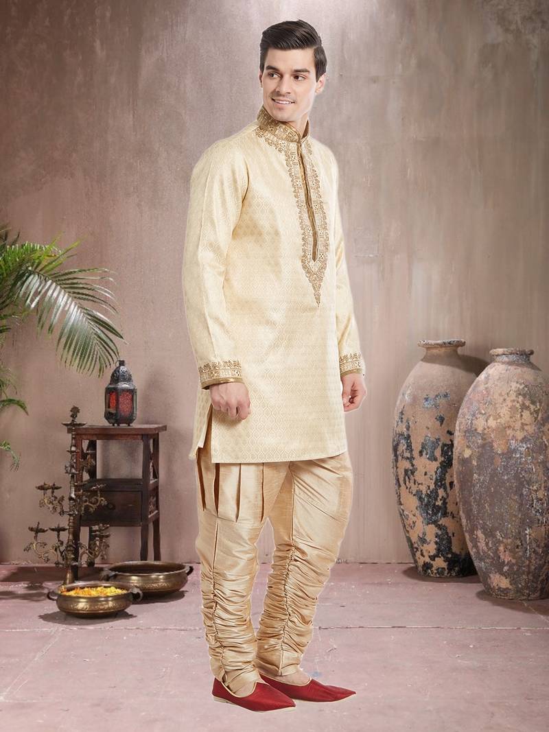Indian Poshakh Antique Art Silk Brocket Kurta Pajama
