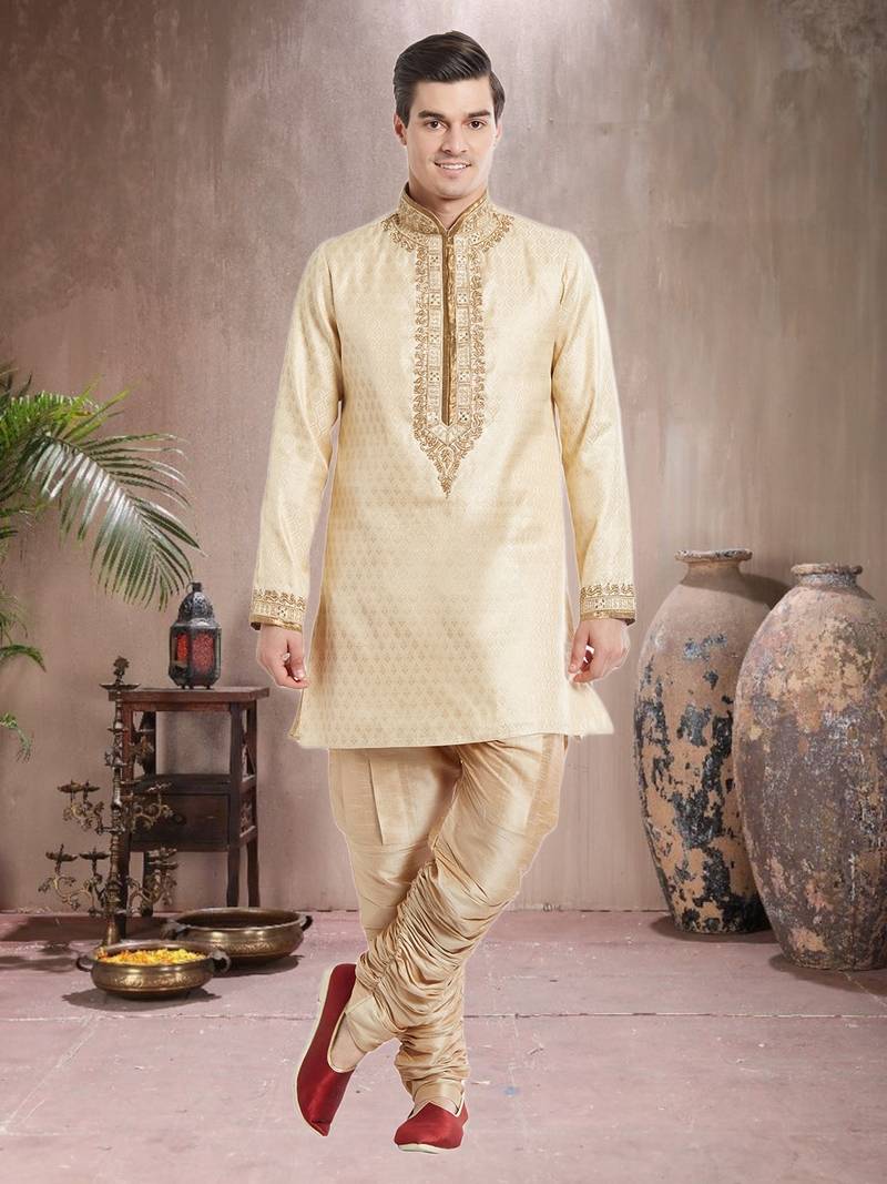 Indian Poshakh Antique Art Silk Brocket Kurta Pajama