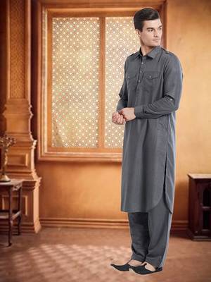 Grey Fila Fill Fila Fill Kurta Pajama 2