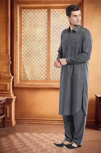 Grey Fila Fill Fila Fill Kurta Pajama