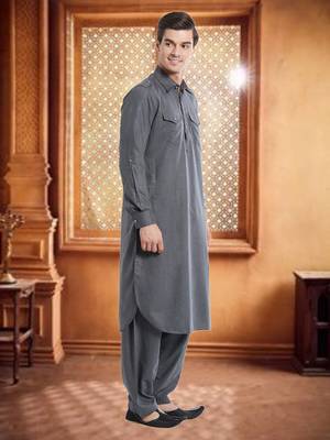 Grey Fila Fill Fila Fill Kurta Pajama 3
