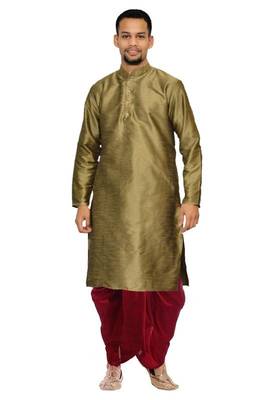 Copper Silk Ethnic Indian Traditional Mens Festive Wear Dhoti Kurta 1