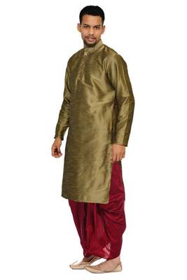 Copper Silk Ethnic Indian Traditional Mens Festive Wear Dhoti Kurta 2