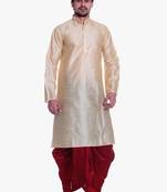 Gold Silk Ethnic Indian Traditional Mens Festive Wear Dhoti Kurta