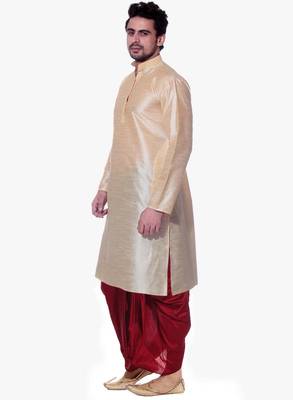 Gold Silk Ethnic Indian Traditional Mens Festive Wear Dhoti Kurta 2