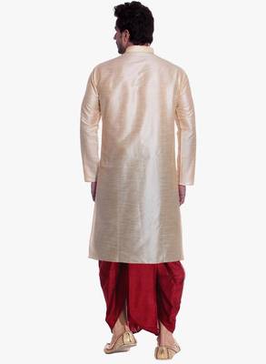 Gold Silk Ethnic Indian Traditional Mens Festive Wear Dhoti Kurta 3