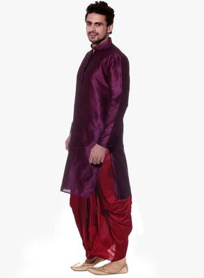 Violet Silk Ethnic Indian Traditional Mens Festive Wear Dhoti Kurta 1