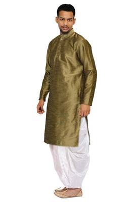 Copper Silk Ethnic Indian Traditional Mens Festive Wear Dhoti Kurta 1