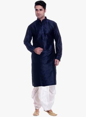 Blue Silk Ethnic Indian Traditional Mens Festive Wear Dhoti Kurta 1