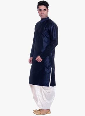 Blue Silk Ethnic Indian Traditional Mens Festive Wear Dhoti Kurta 2