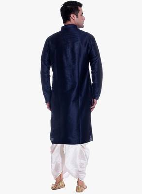 Blue Silk Ethnic Indian Traditional Mens Festive Wear Dhoti Kurta 3