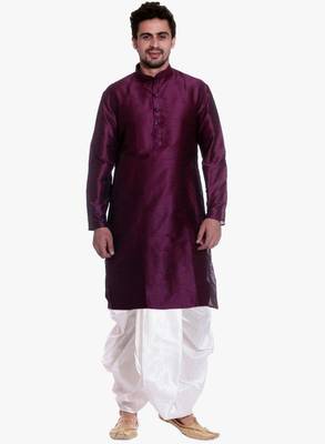 PinkViolet Silk Ethnic Indian Traditional Mens Festive Wear Dhoti Kurta 1