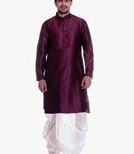 PinkViolet Silk Ethnic Indian Traditional Mens Festive Wear Dhoti Kurta