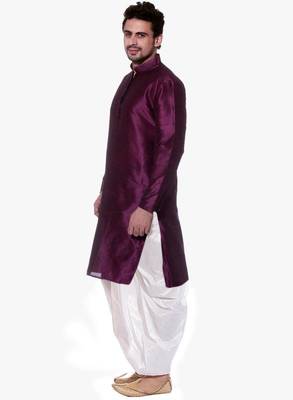PinkViolet Silk Ethnic Indian Traditional Mens Festive Wear Dhoti Kurta 2