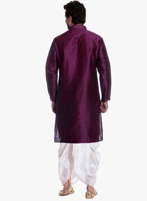PinkViolet Silk Ethnic Indian Traditional Mens Festive Wear Dhoti Kurta 3