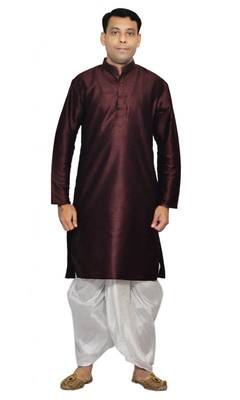 Brown Silk Ethnic Indian Traditional Mens Festive Wear Dhoti Kurta 1